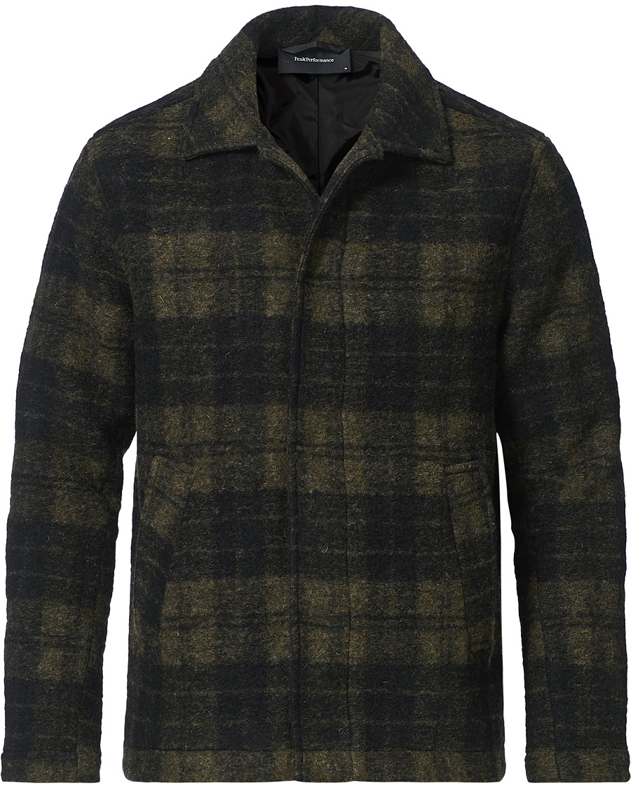 Heren | Jassen | Peak Performance | Checked Wool Shirt Olive