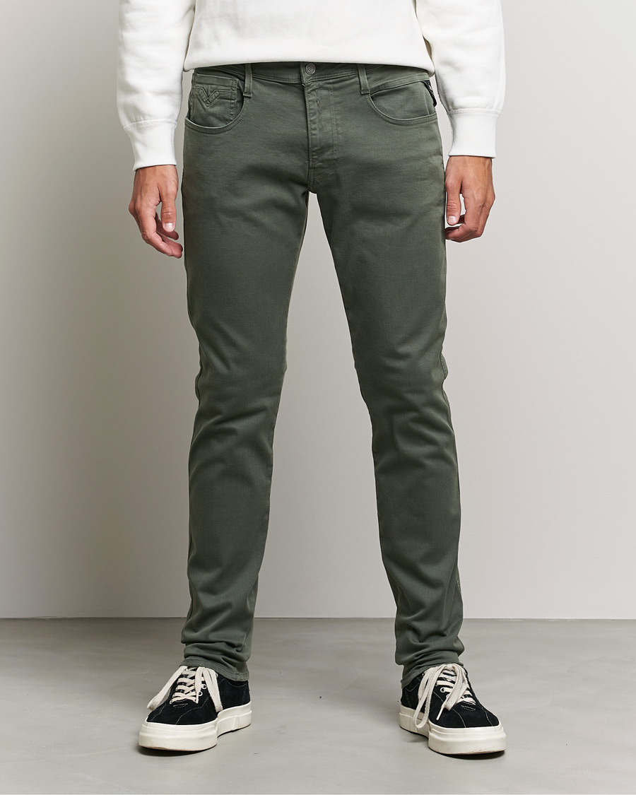 Heren | Casual broeken | Replay | Anbass Hyperflex X.Lite 5-Pocket Pants Olive Green