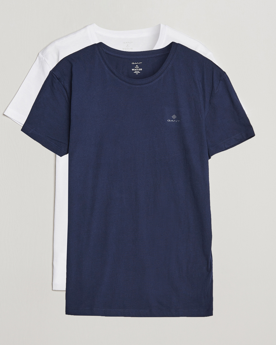 Heren | T-shirts | GANT | 2-Pack Crew Neck T-Shirt Navy/White