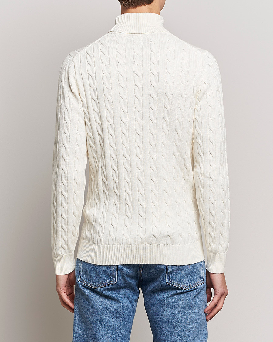 Heren | Truien | GANT | Cotton Cable Turtleneck Cream