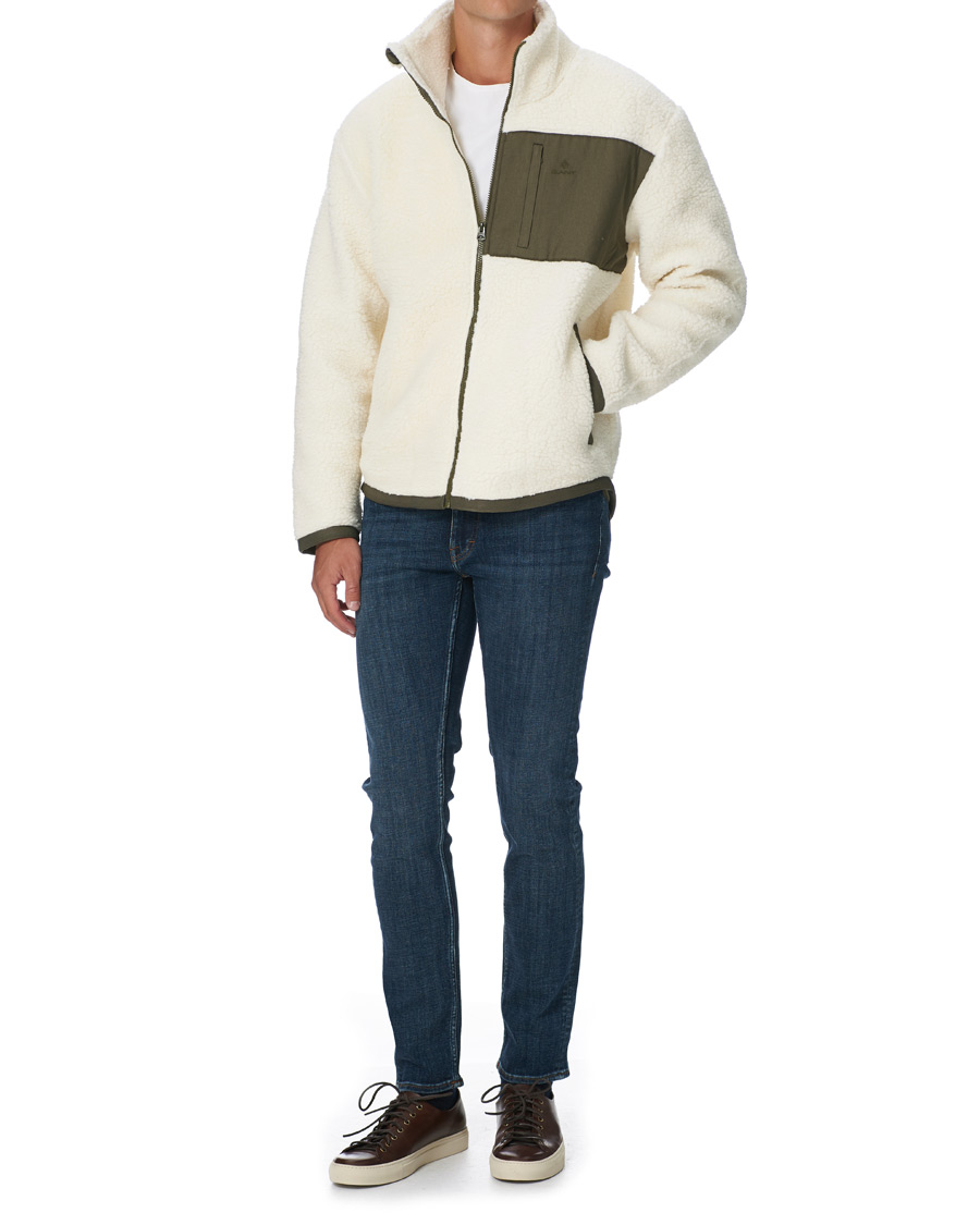 Heren | Truien | GANT | Fleece Full Zip Jacket Cream
