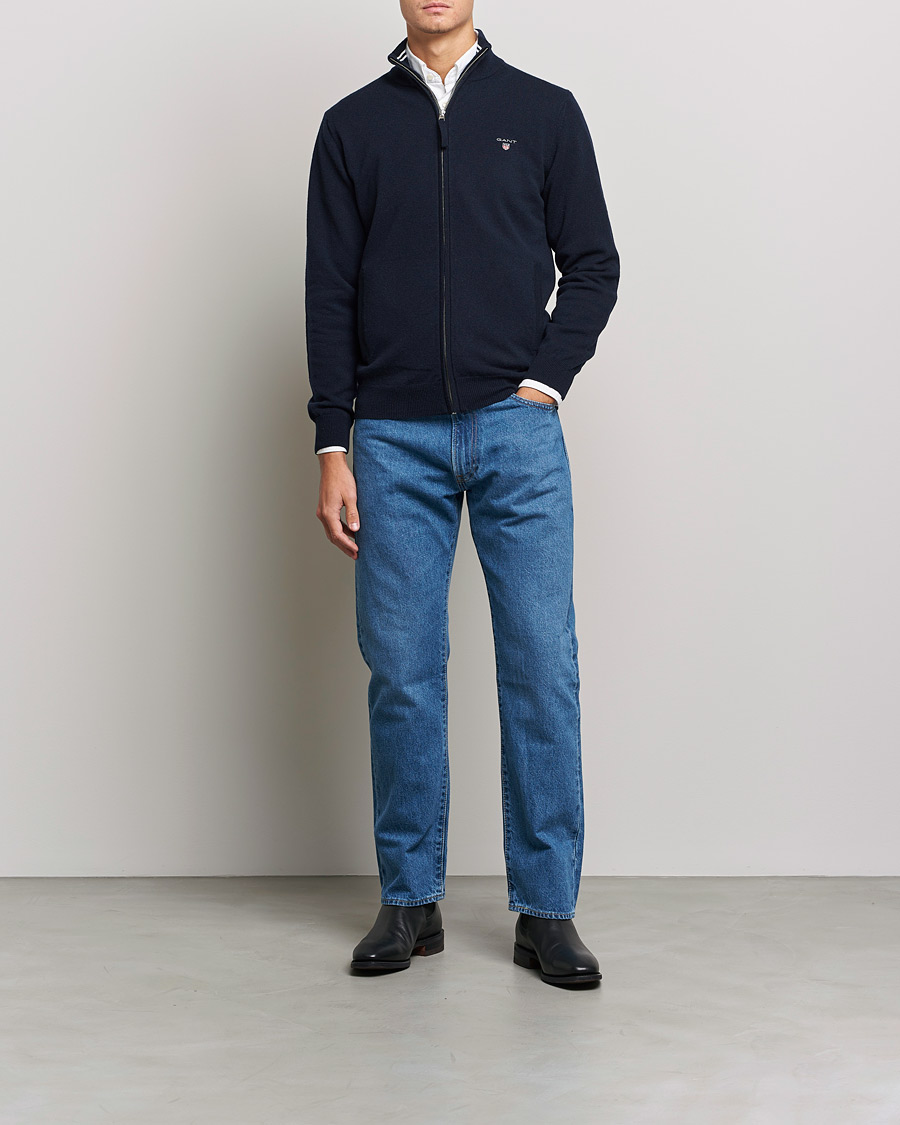Heren | Truien | GANT | Lambswool Full Zip Marine