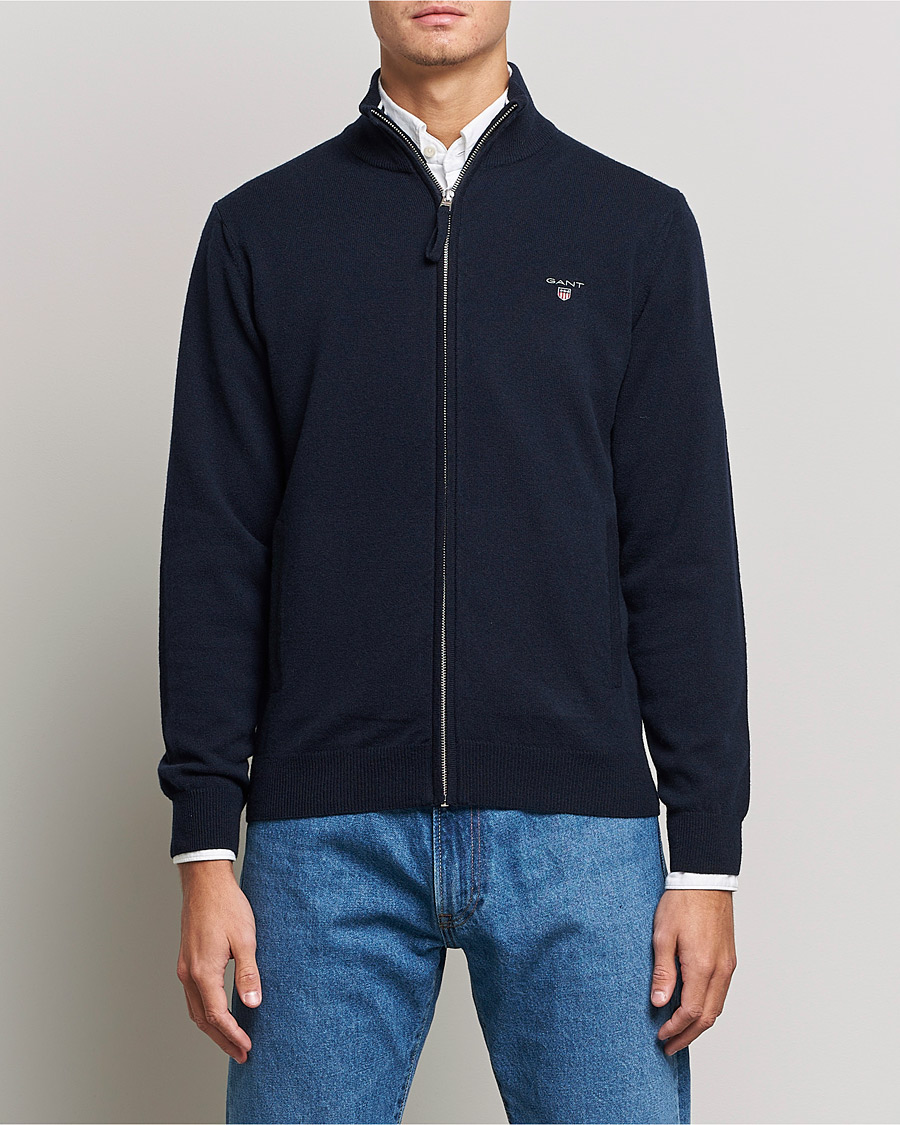 Heren | Truien | GANT | Lambswool Full Zip Marine