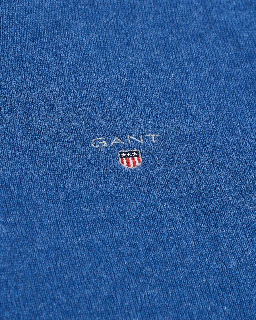 Heren | Truien | GANT | Lambswool Half Zip Sweater Stone Blue Melange