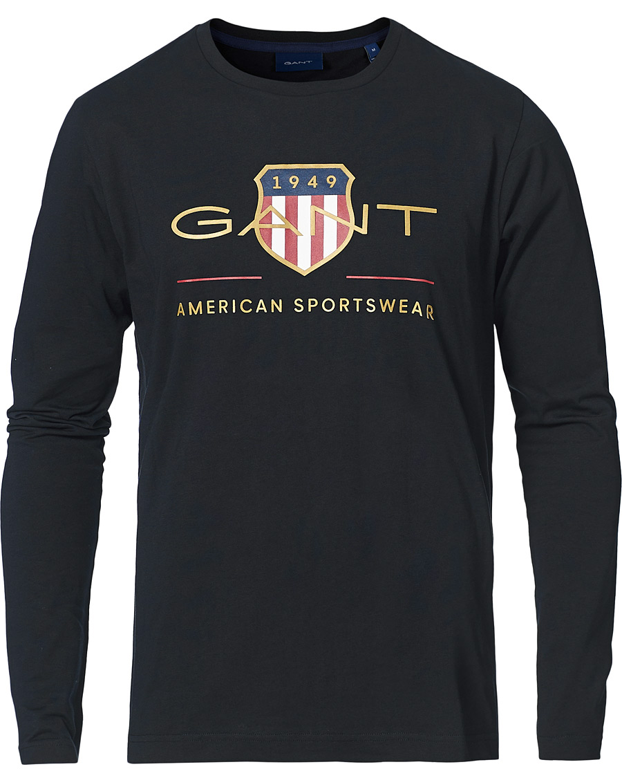 Heren | T-shirts | GANT | Medium Archive Shield Long Sleeve Tee Black