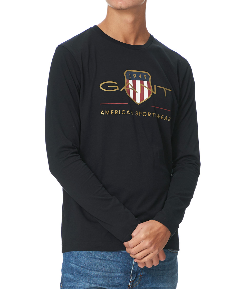 Heren | T-shirts | GANT | Medium Archive Shield Long Sleeve Tee Black