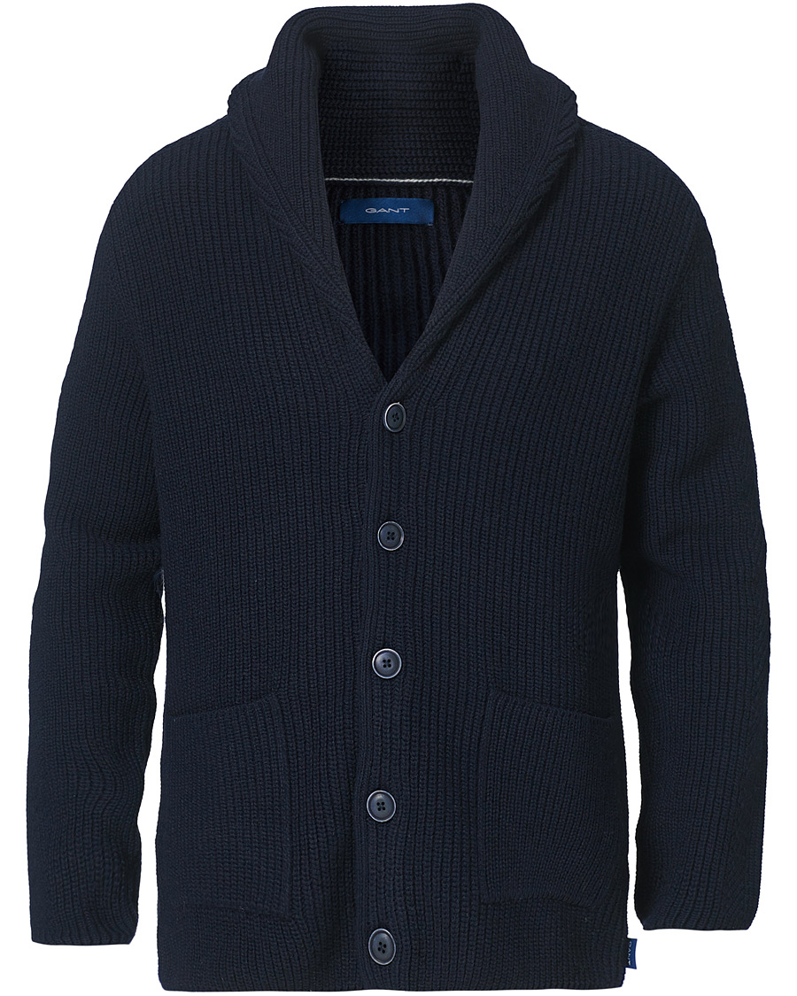 Heren | Truien | GANT | Mohair Blend Shawl Cardigan Evening Blue