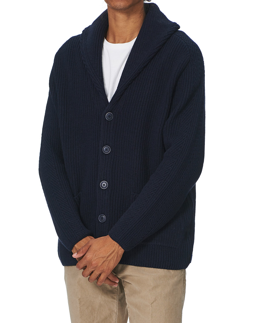 Heren | Truien | GANT | Mohair Blend Shawl Cardigan Evening Blue