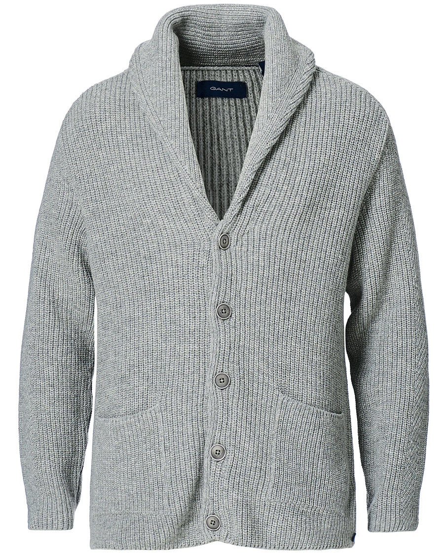 Heren | Truien | GANT | Mohair Blend Shawl Cardigan Grey Melange