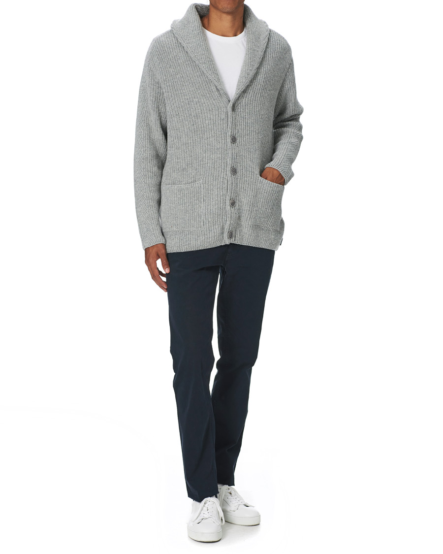 Heren | Truien | GANT | Mohair Blend Shawl Cardigan Grey Melange
