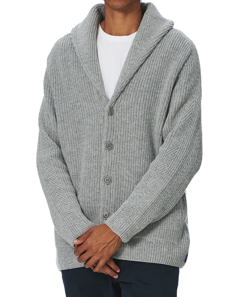 Heren | Truien | GANT | Mohair Blend Shawl Cardigan Grey Melange