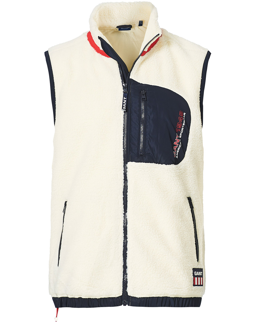 Heren | Jassen | GANT | Sherpa Fleece Vest Off White