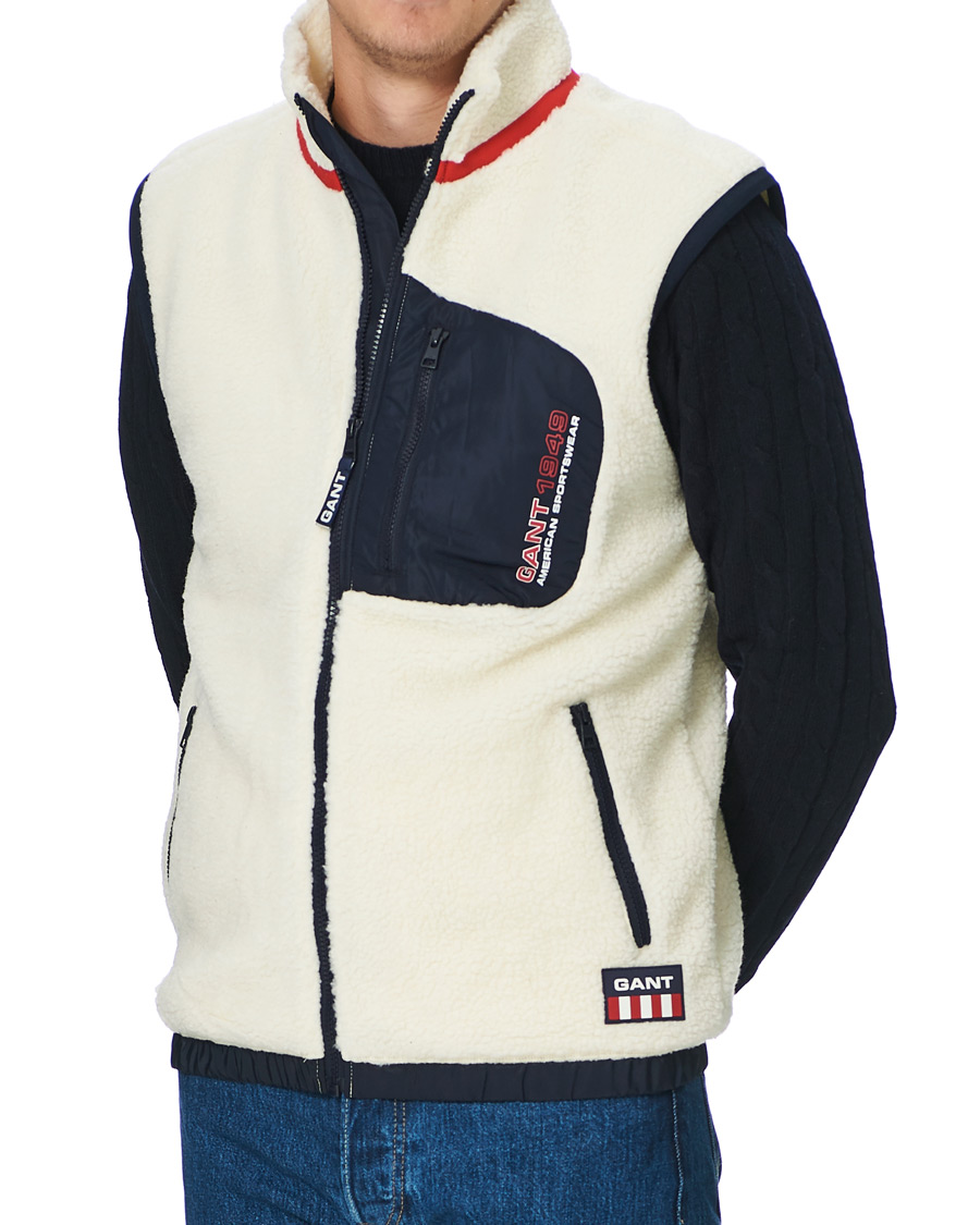 Heren | Jassen | GANT | Sherpa Fleece Vest Off White