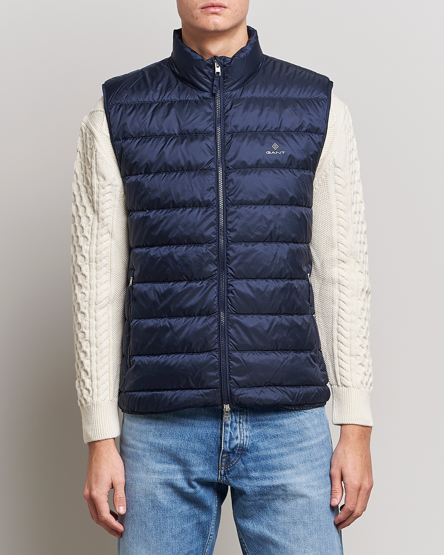 Heren | Gilets | Gant | The Light Down Gilet Evening Blue