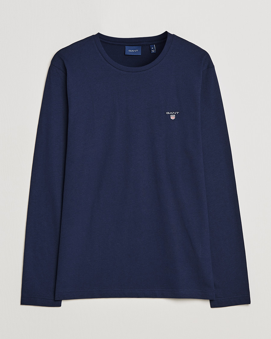 Heren | T-shirts | GANT | The Original Long Sleeve T-shirt Evening Blue