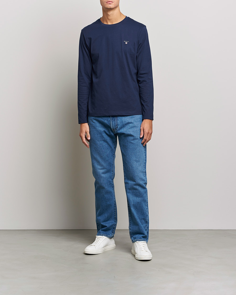 Heren | T-shirts | GANT | The Original Long Sleeve T-shirt Evening Blue