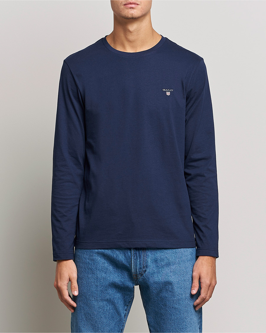 Heren | T-shirts | GANT | The Original Long Sleeve T-shirt Evening Blue