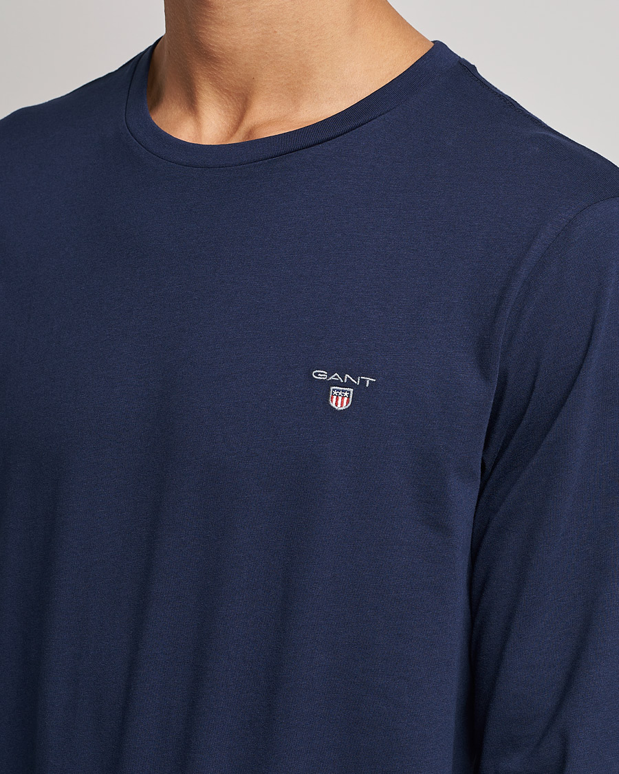 Heren | T-shirts | GANT | The Original Long Sleeve T-shirt Evening Blue
