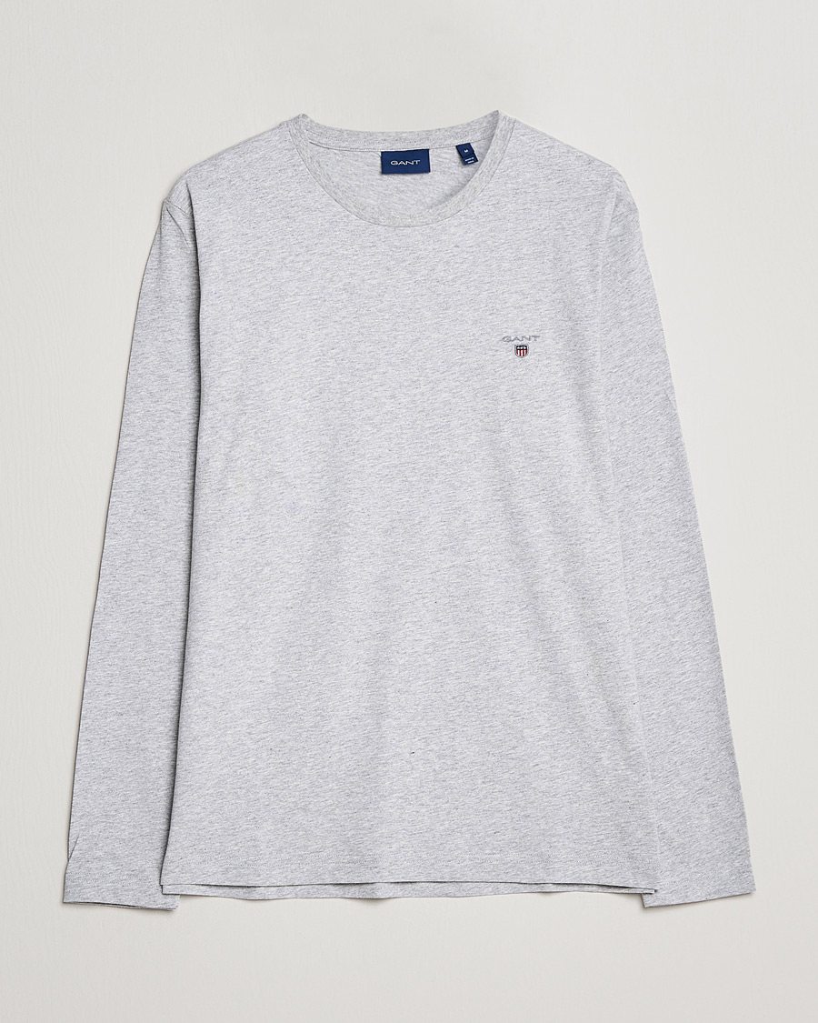 Heren | T-shirts | GANT | The Original Long Sleeve T-shirt Light Grey Melange