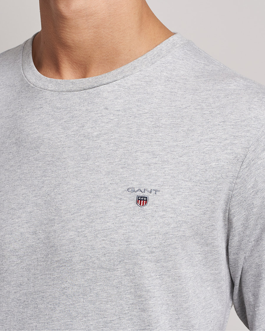 Heren | T-shirts | GANT | The Original Long Sleeve T-shirt Light Grey Melange