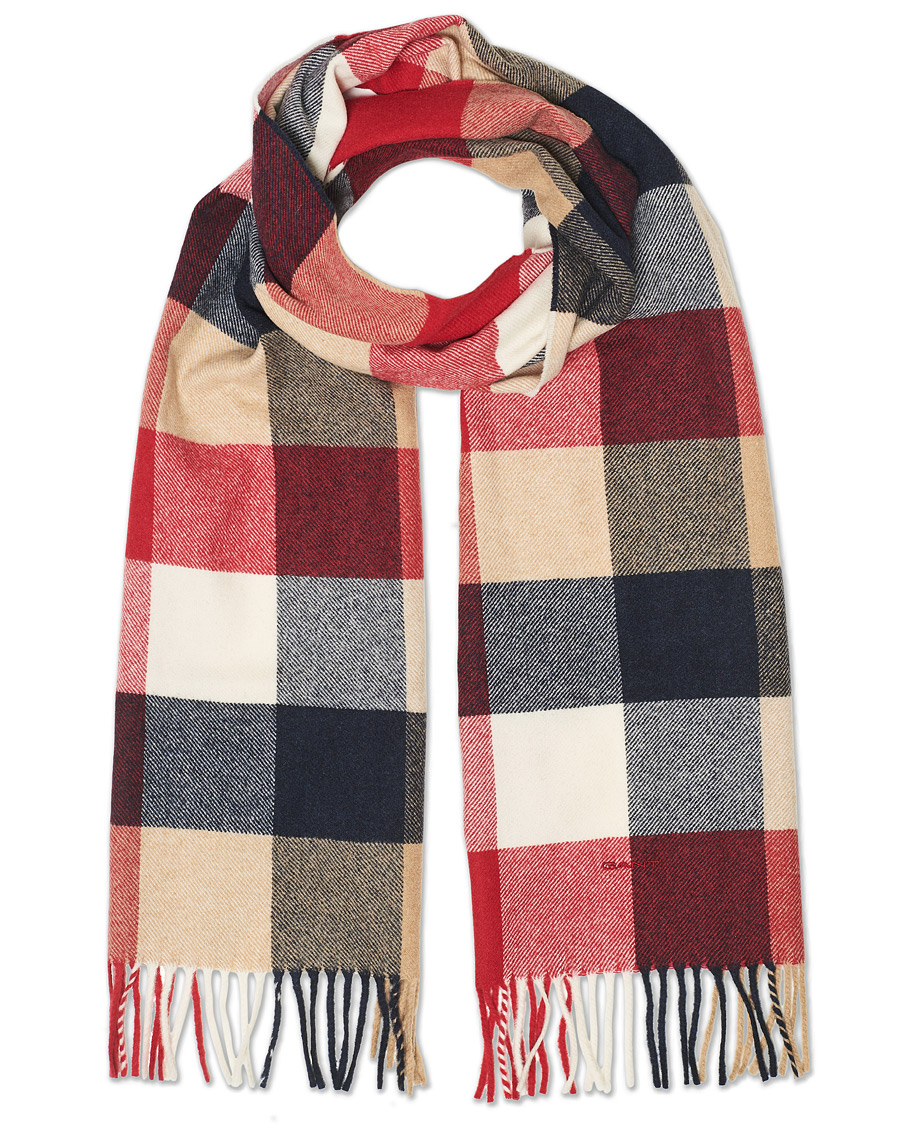 Heren | GANT Multi Check Scarf Equestrian Red | GANT | Multi Check Scarf Equestrian Red
