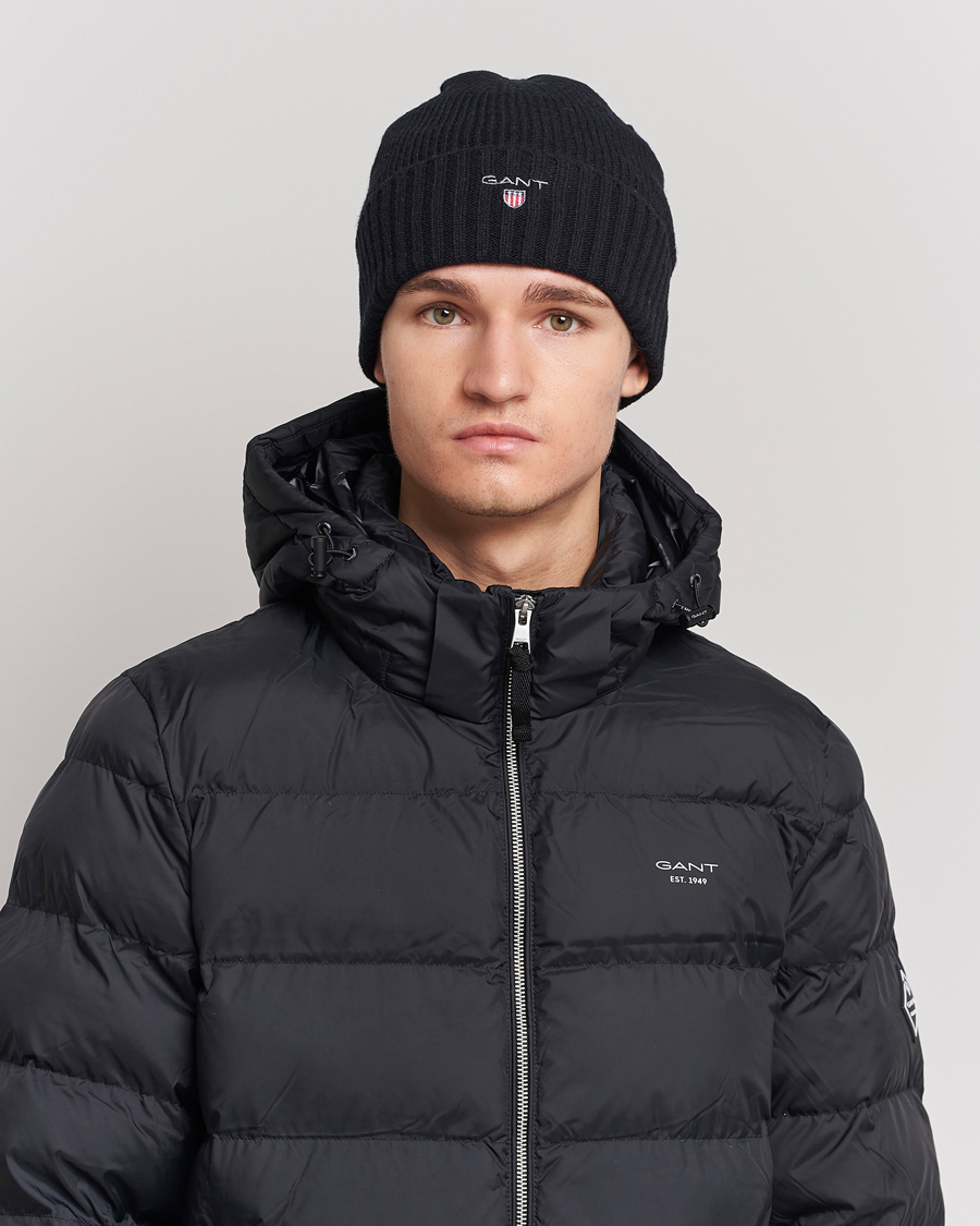 Heren | GANT Wool Lined Beanie Black | GANT | Wool Lined Beanie Black