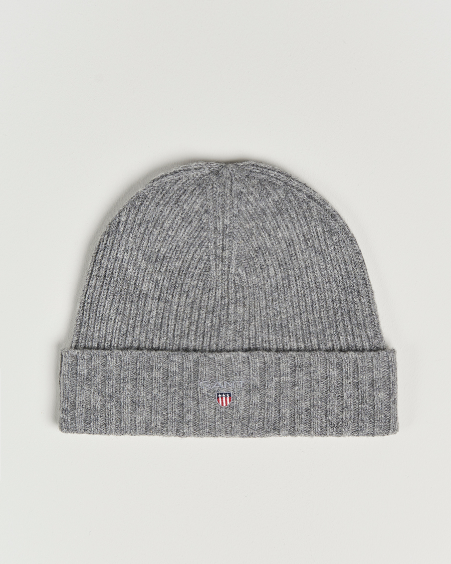 Heren | GANT Wool Lined Beanie Dark Grey Melange | GANT | Wool Lined Beanie Dark Grey Melange