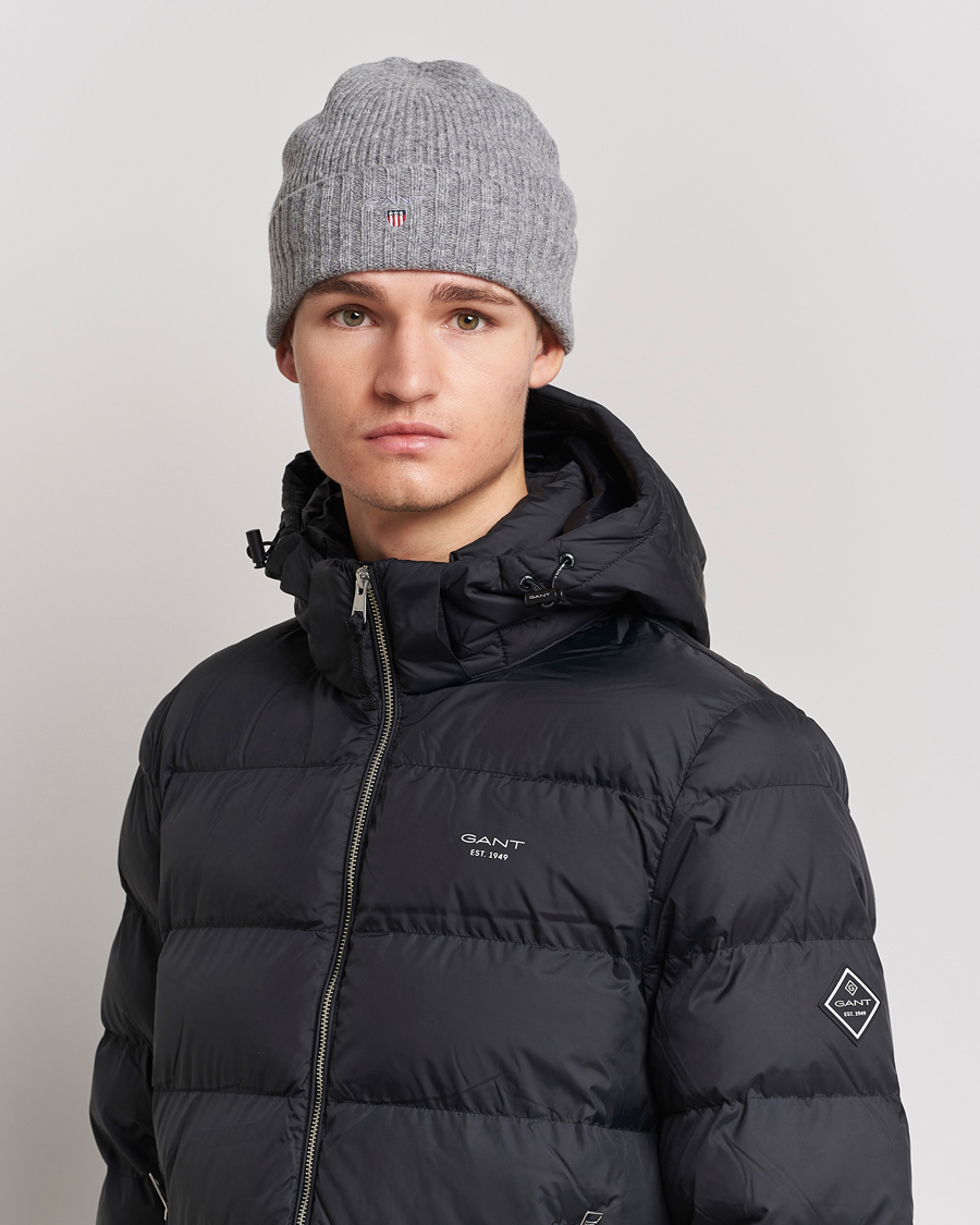 Heren | GANT Wool Lined Beanie Dark Grey Melange | GANT | Wool Lined Beanie Dark Grey Melange