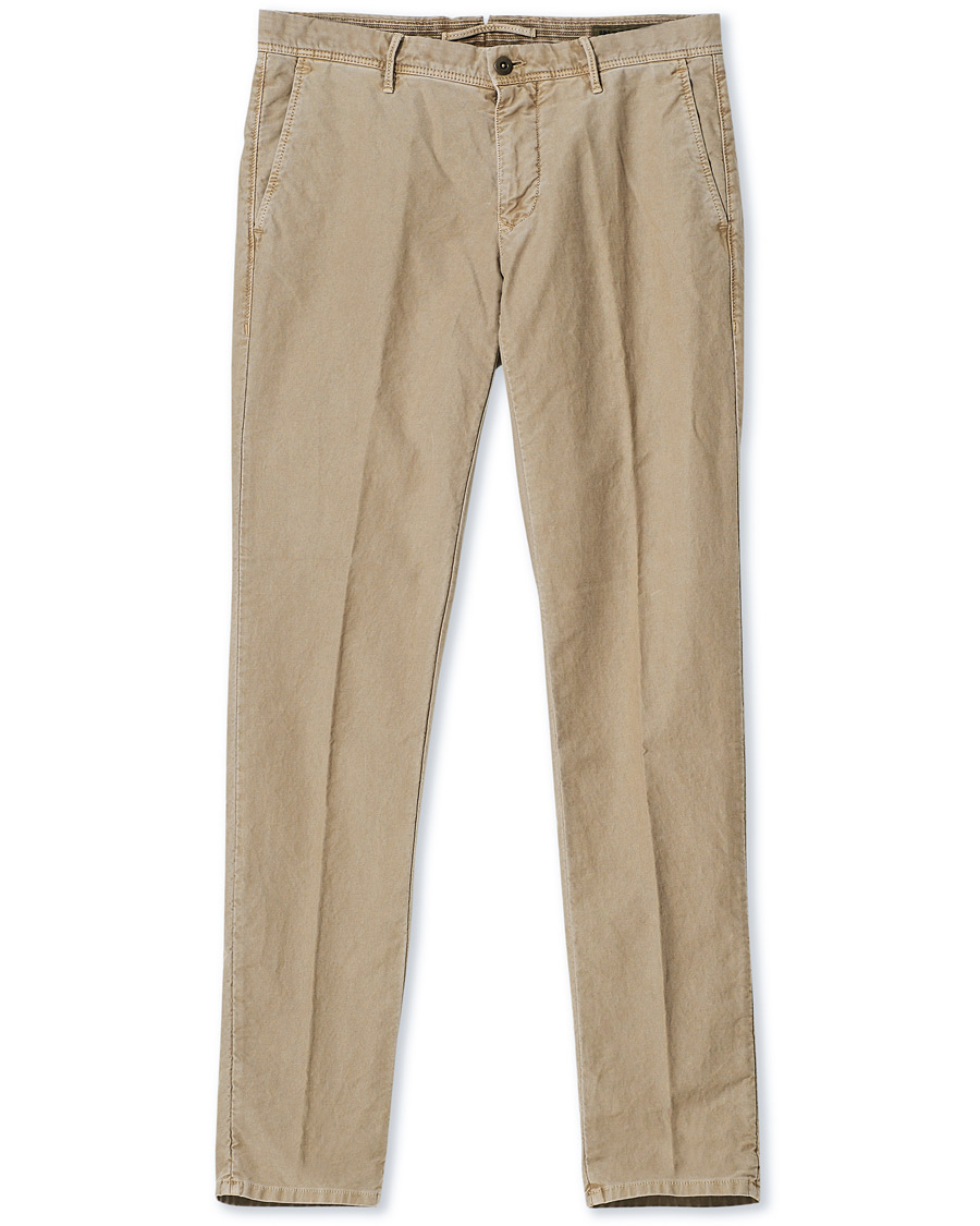 Heren | Broeken | Incotex | Slim Fit Garment Dyed Slacks Beige