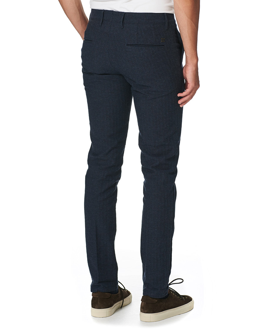 Heren | Broeken | Incotex | Slim Fit Cotton/Wool Herringbone Slacks Navy