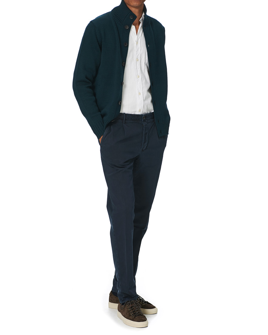 Heren | Broeken | Incotex | Slim Fit Cotton Satin Sweatpants Midnight