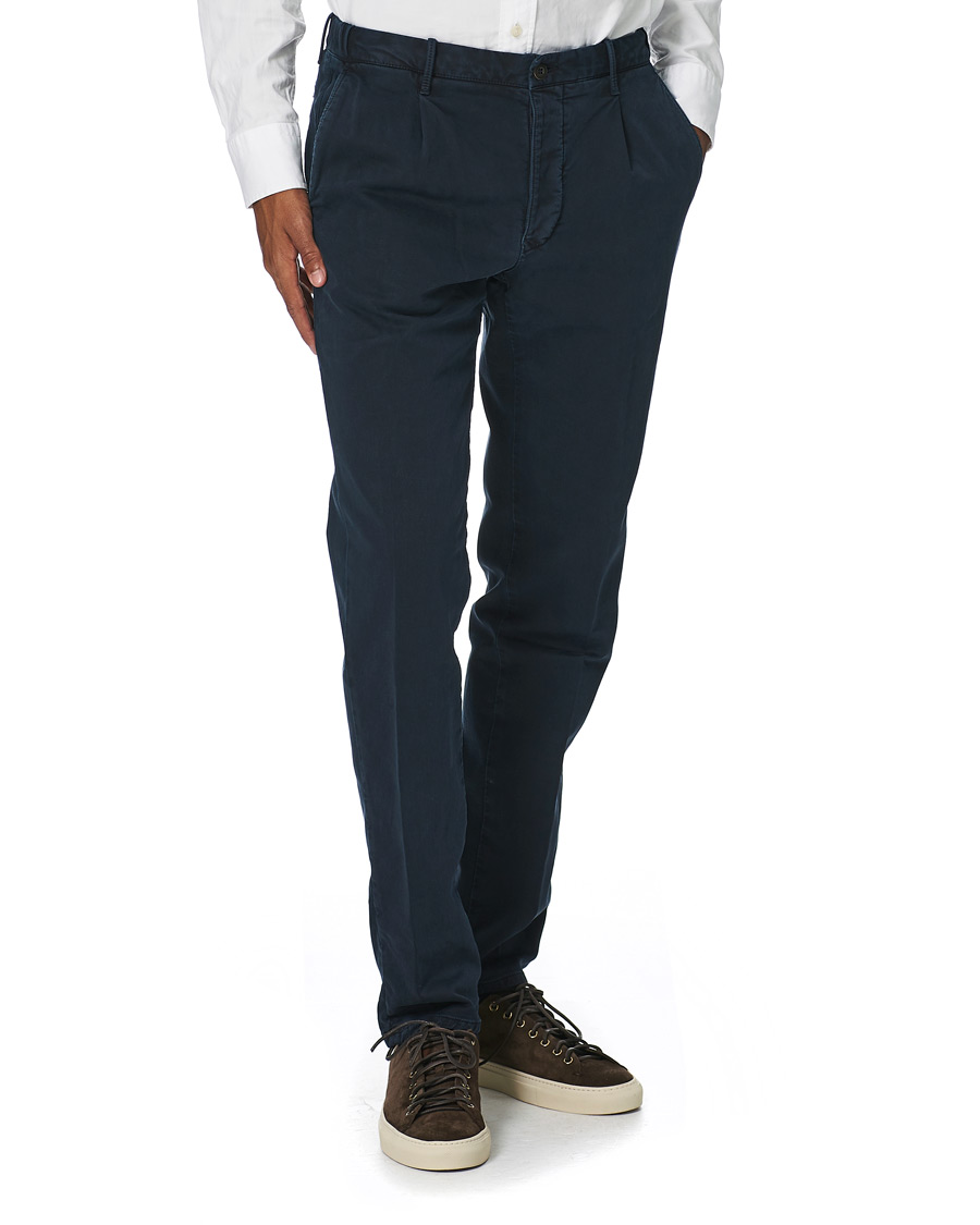 Heren | Broeken | Incotex | Slim Fit Cotton Satin Sweatpants Midnight