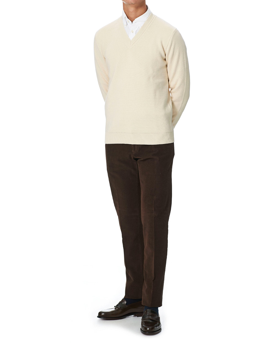 Heren | Broeken | Incotex | Slim Fit Corduroy Trousers Dark Brown