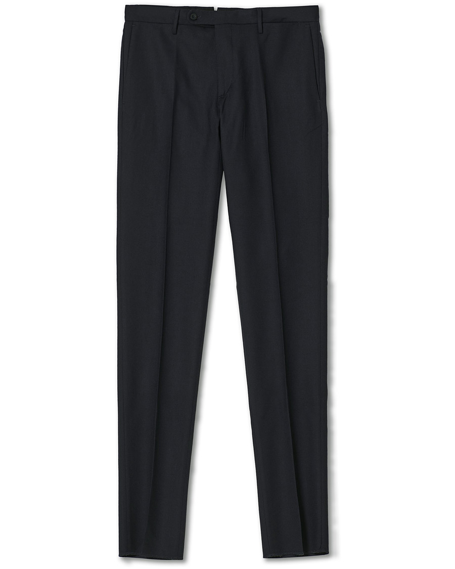 Heren | Broeken | Incotex | Slim Fit Washable Flannel Trousers Navy