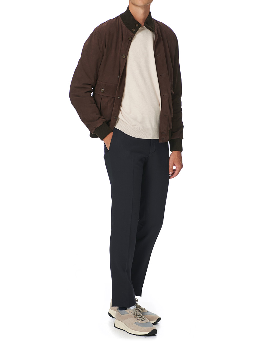 Heren | Broeken | Incotex | Slim Fit Washable Flannel Trousers Navy