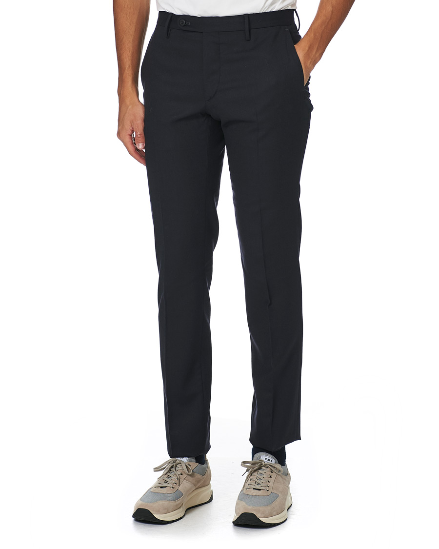Heren | Broeken | Incotex | Slim Fit Washable Flannel Trousers Navy