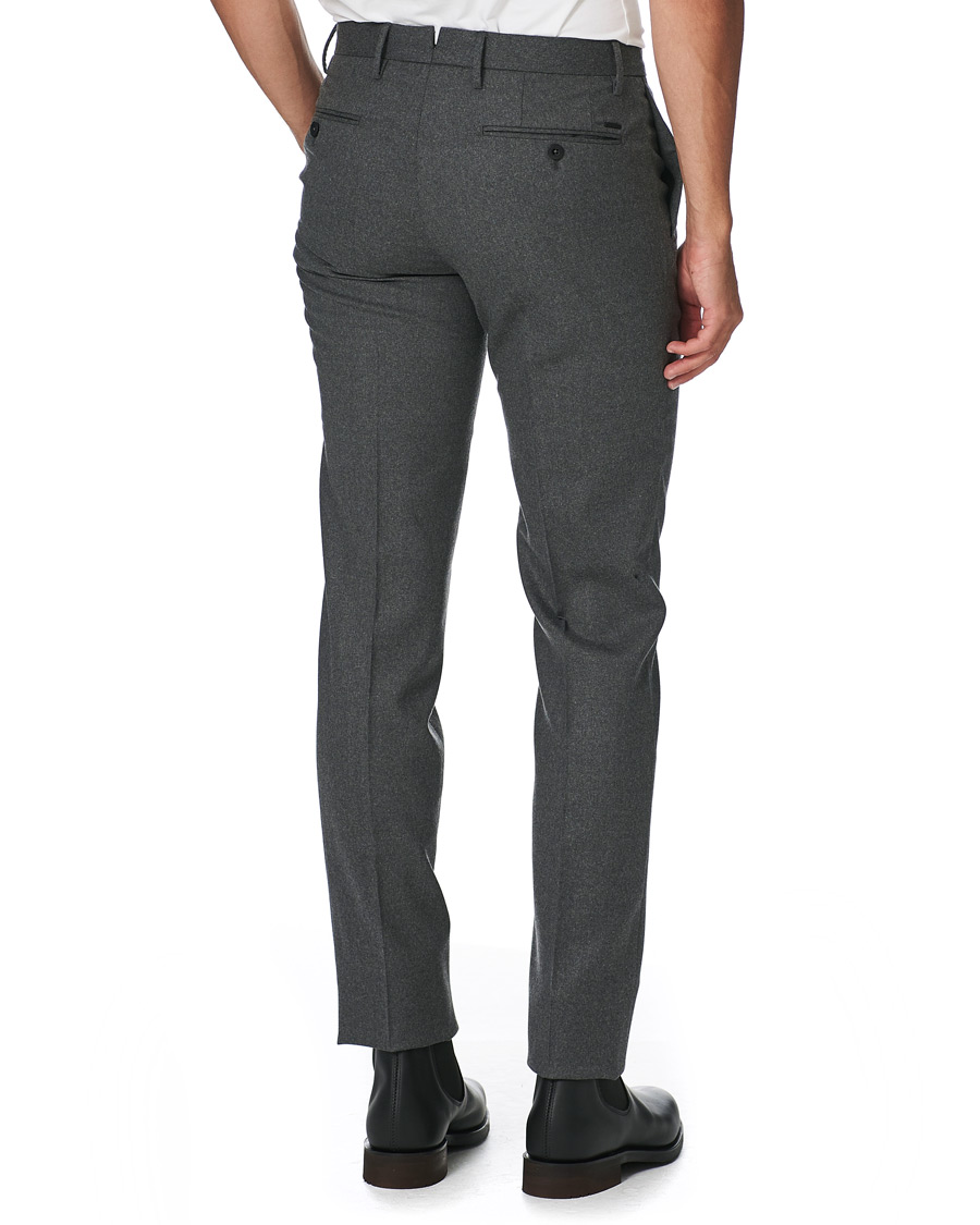 Heren | Broeken | Incotex | Slim Fit Washable Flannel Trousers Grey Melange