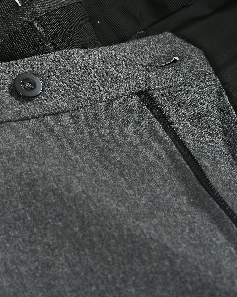 Heren | Broeken | Incotex | Slim Fit Washable Flannel Trousers Grey Melange