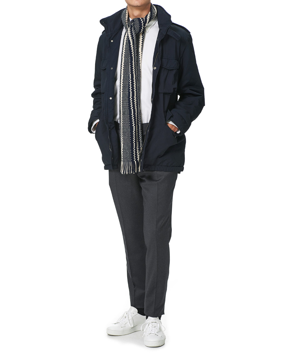 Heren | Missoni Wool Scarf Navy/Cream | Missoni | Wool Scarf Navy/Cream
