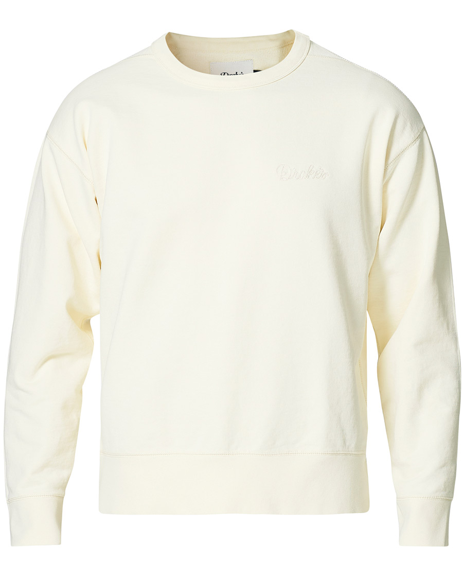 Heren | Truien | Drake's | Chain Stitched Cotton Sweatshirt Off White