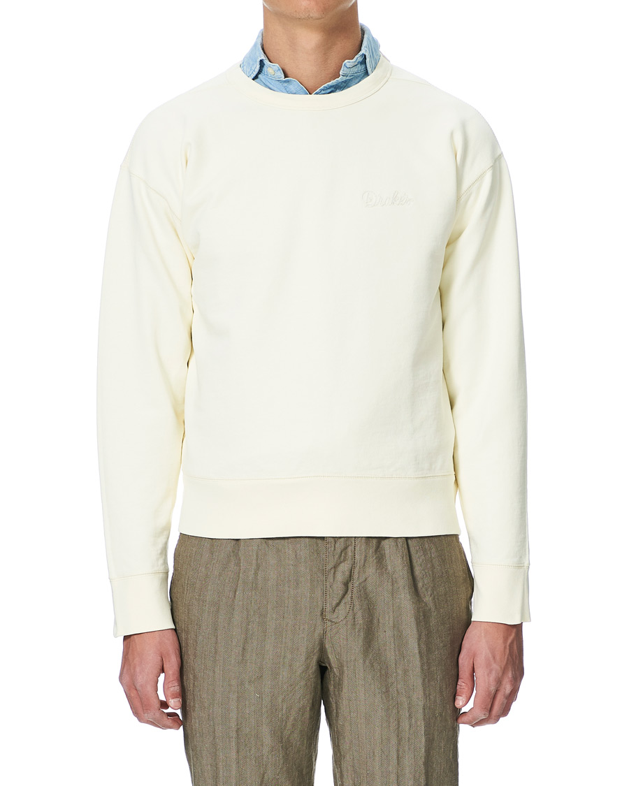 Heren | Truien | Drake's | Chain Stitched Cotton Sweatshirt Off White