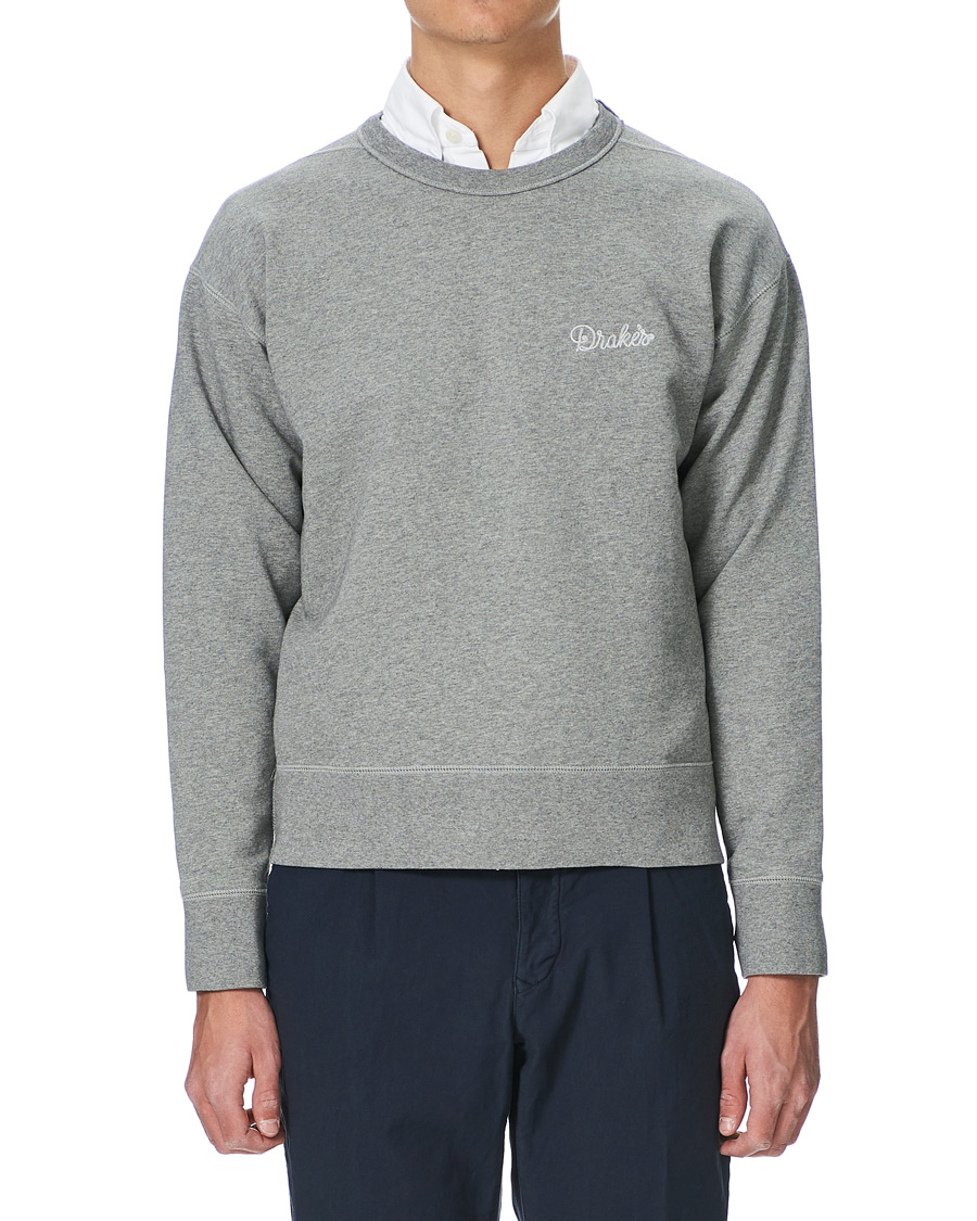 Heren | Truien | Drake's | Sweatshirt Solid Grey Melange