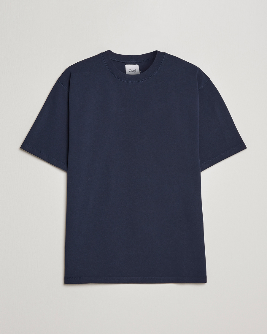 Heren | T-shirts | Drake's | Short Sleeve Hiking T-Shirt Navy