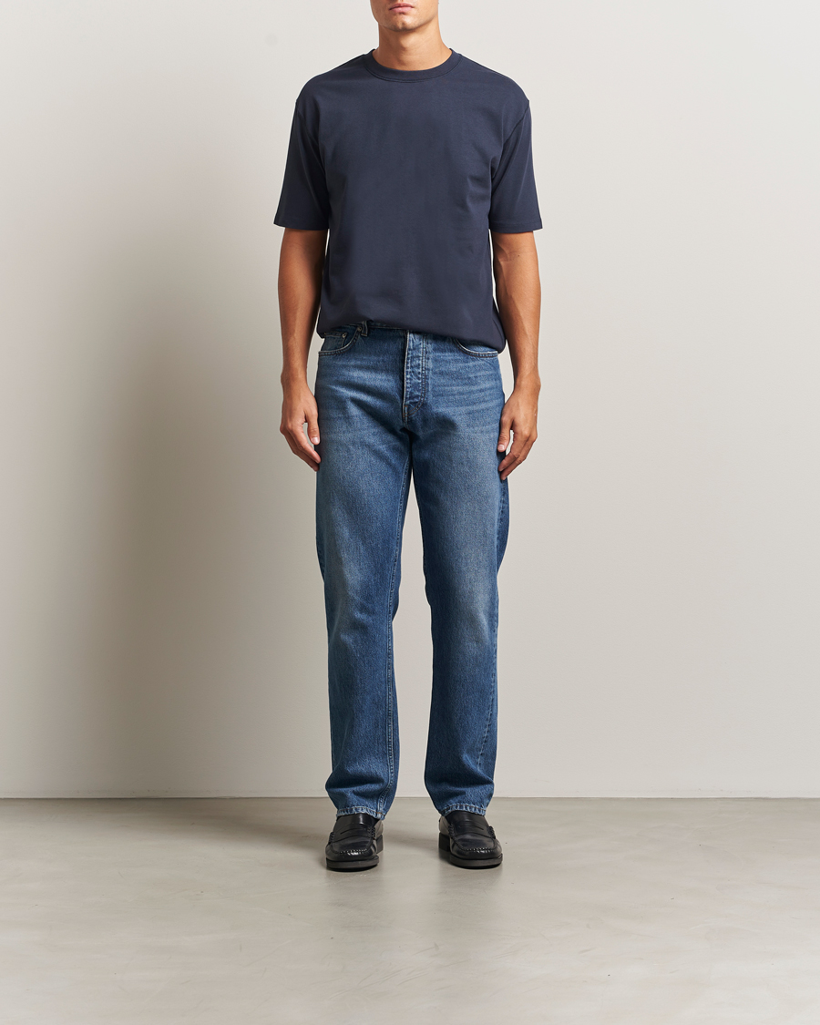 Heren | T-shirts | Drake's | Short Sleeve Hiking T-Shirt Navy