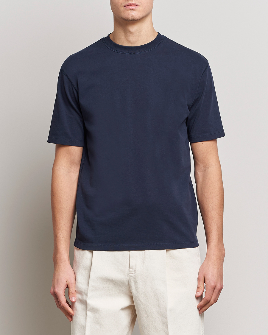 Heren | Drake's | Drake's | Short Sleeve Hiking Tee Navy