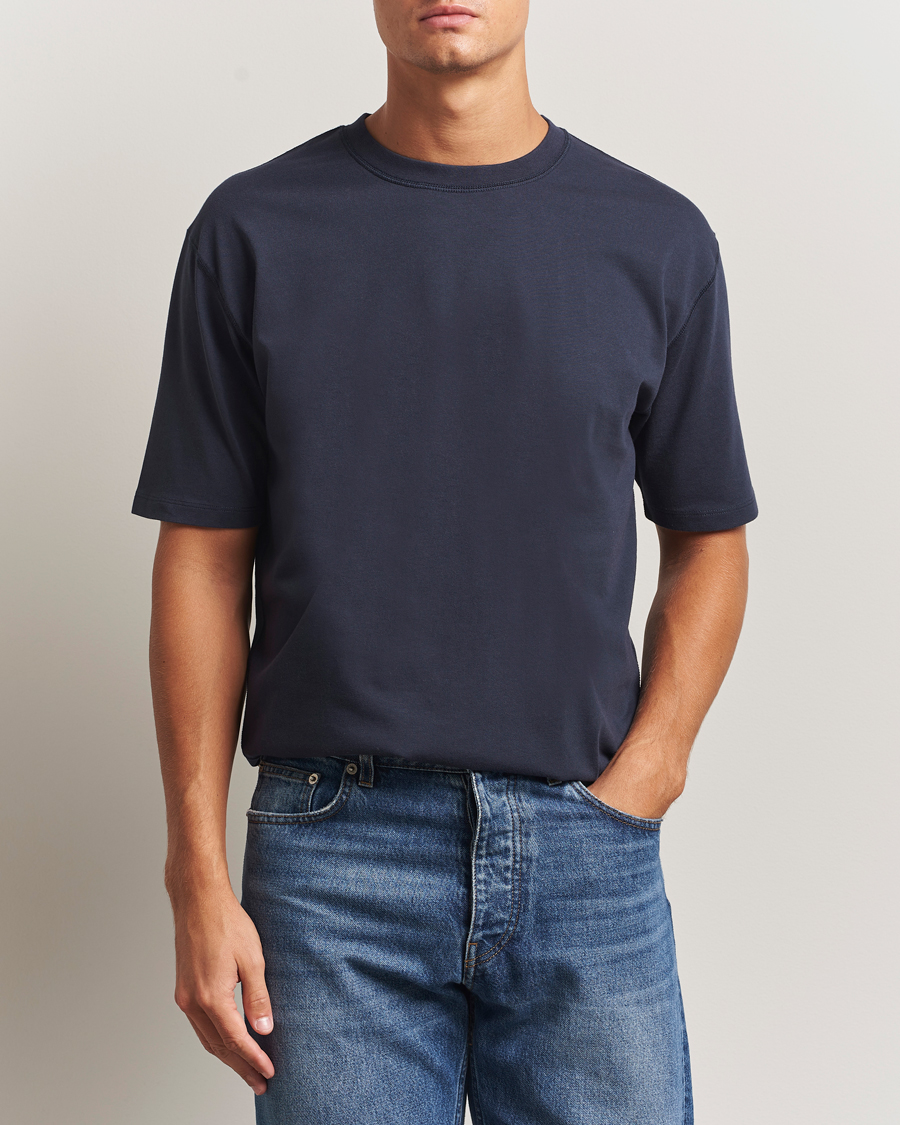 Heren | T-shirts | Drake's | Short Sleeve Hiking T-Shirt Navy