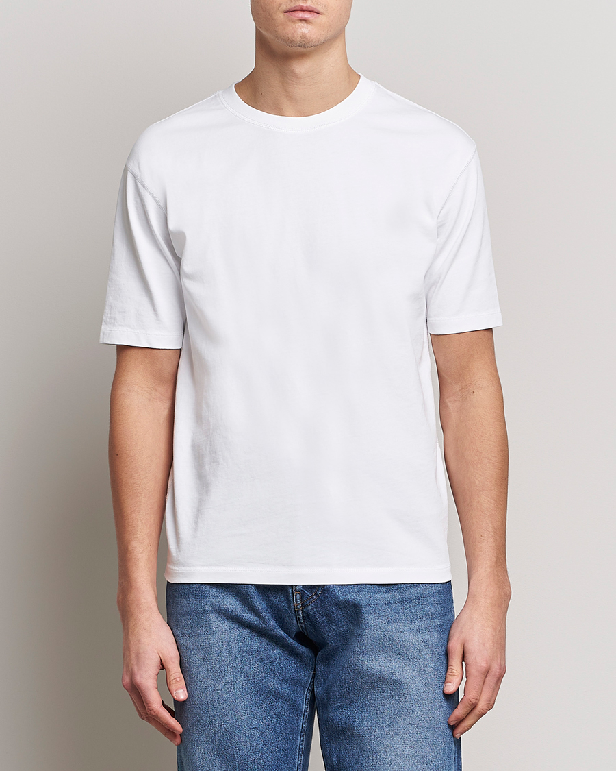 Heren | T-shirts met korte mouwen | Drake's | Short Sleeve Hiking Tee White