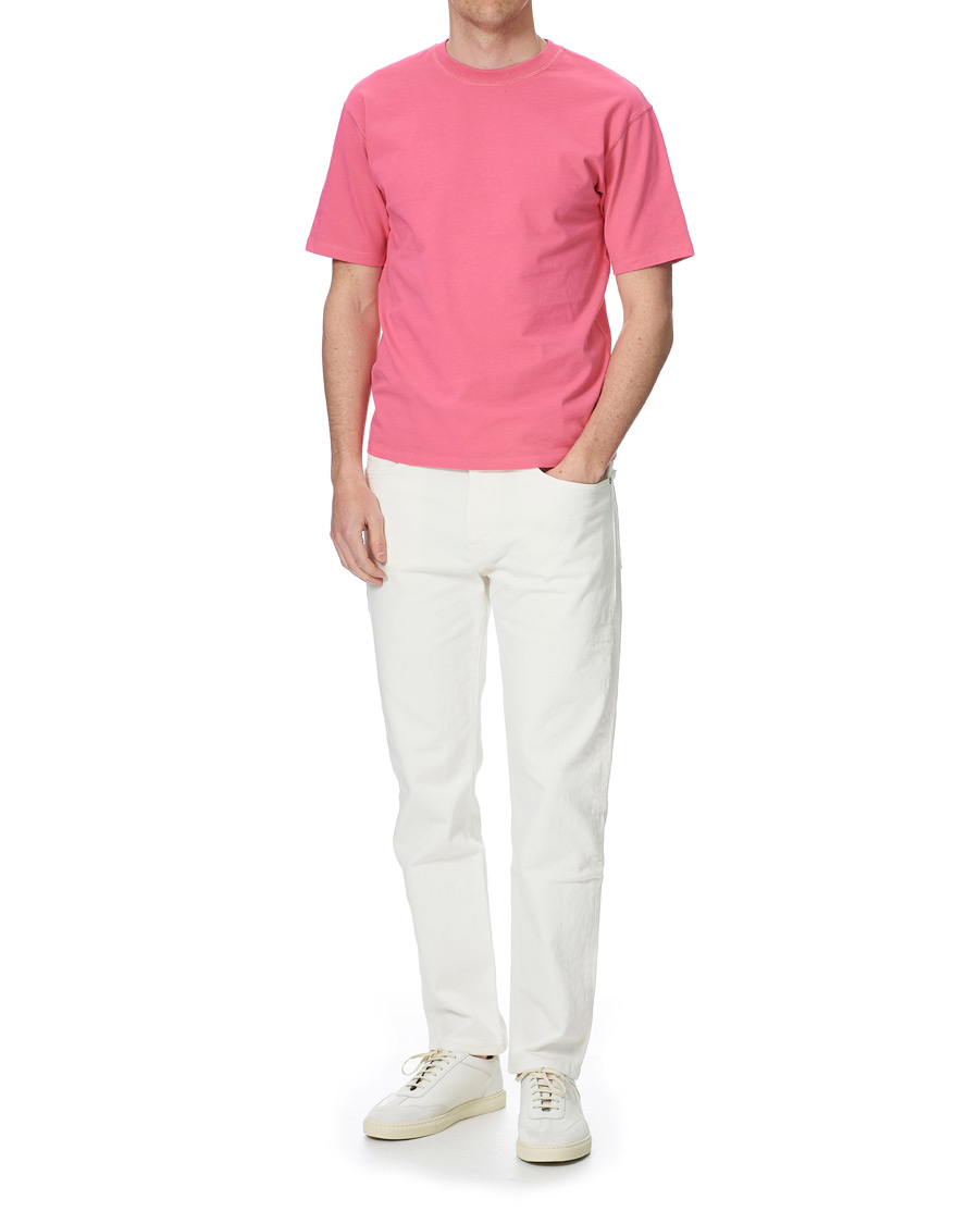 Heren | T-shirts | Drake's | Cotton Crew Neck Hiking Tee Fuschia