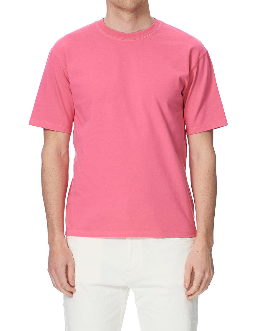Heren | T-shirts | Drake's | Cotton Crew Neck Hiking Tee Fuschia