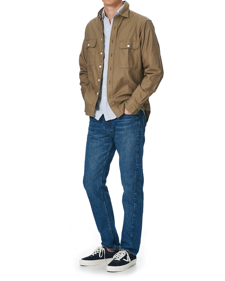 Heren | Overhemden | Drake's | Two Pocket Cotton Work Shirt Khaki